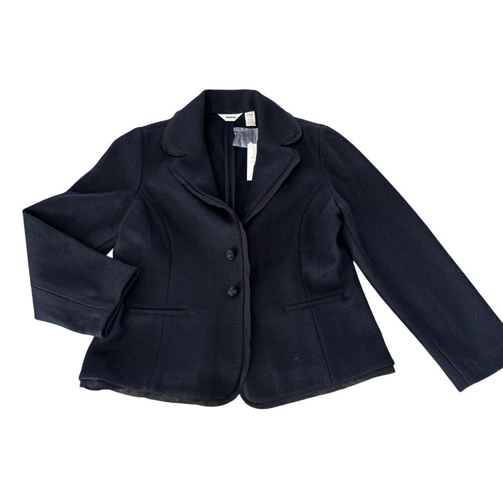 J. Jill 100% Wool Jacket Womens Size 14 NEW Black Classic Feminine Soft Tailored